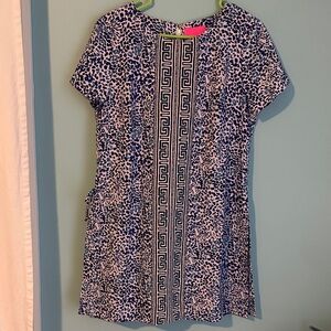 Lilly Pulitzer Blue and White Geometric Mini Dress NWT